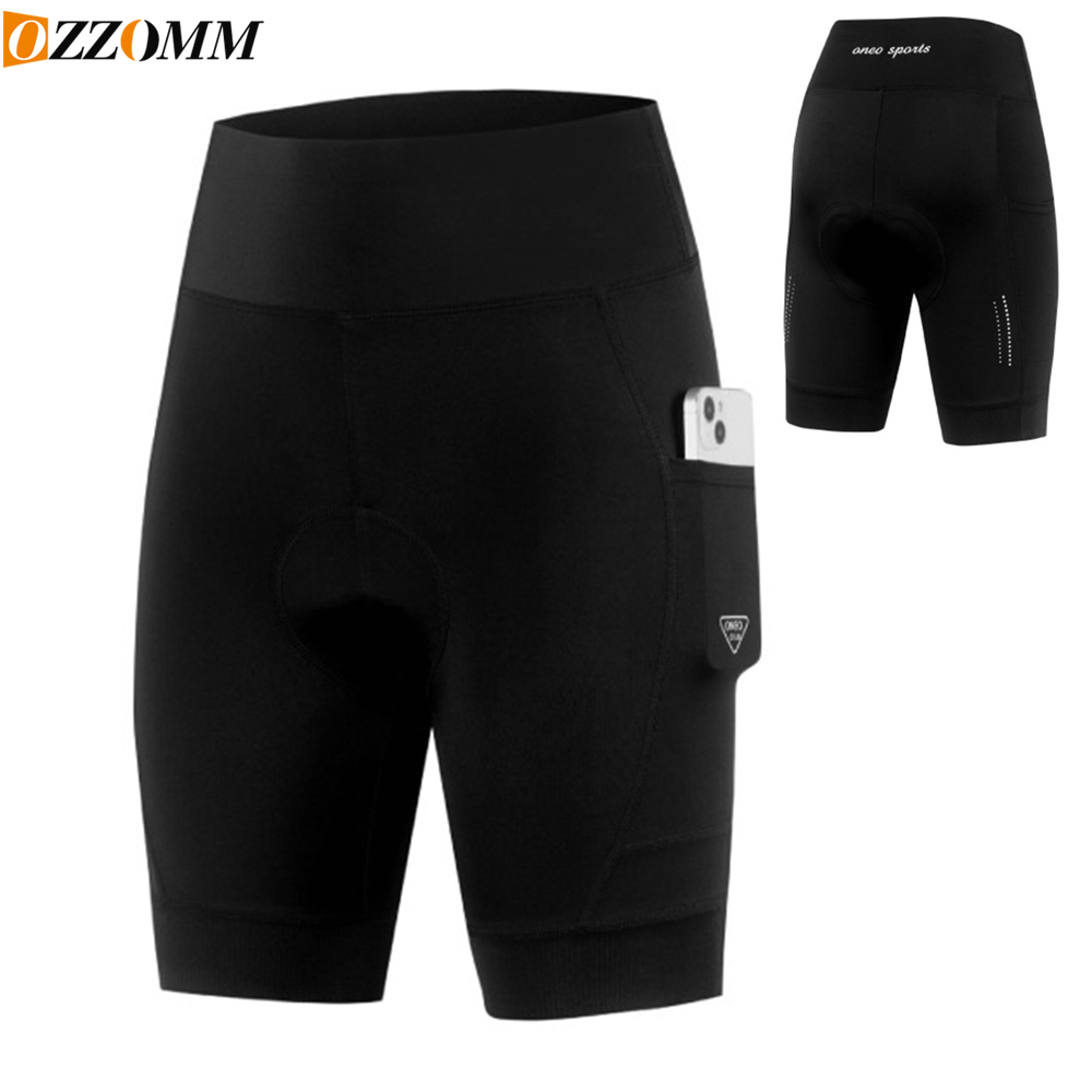 Cycling Shorts For Commute - OZZOMM レディース 4D パッド入りサイクルショーツ（ポケット付き）1枚 – 通気性に優れたサイクルショーツ。ロードバイク、MTB、スピンバイク、普段の通勤に最適。