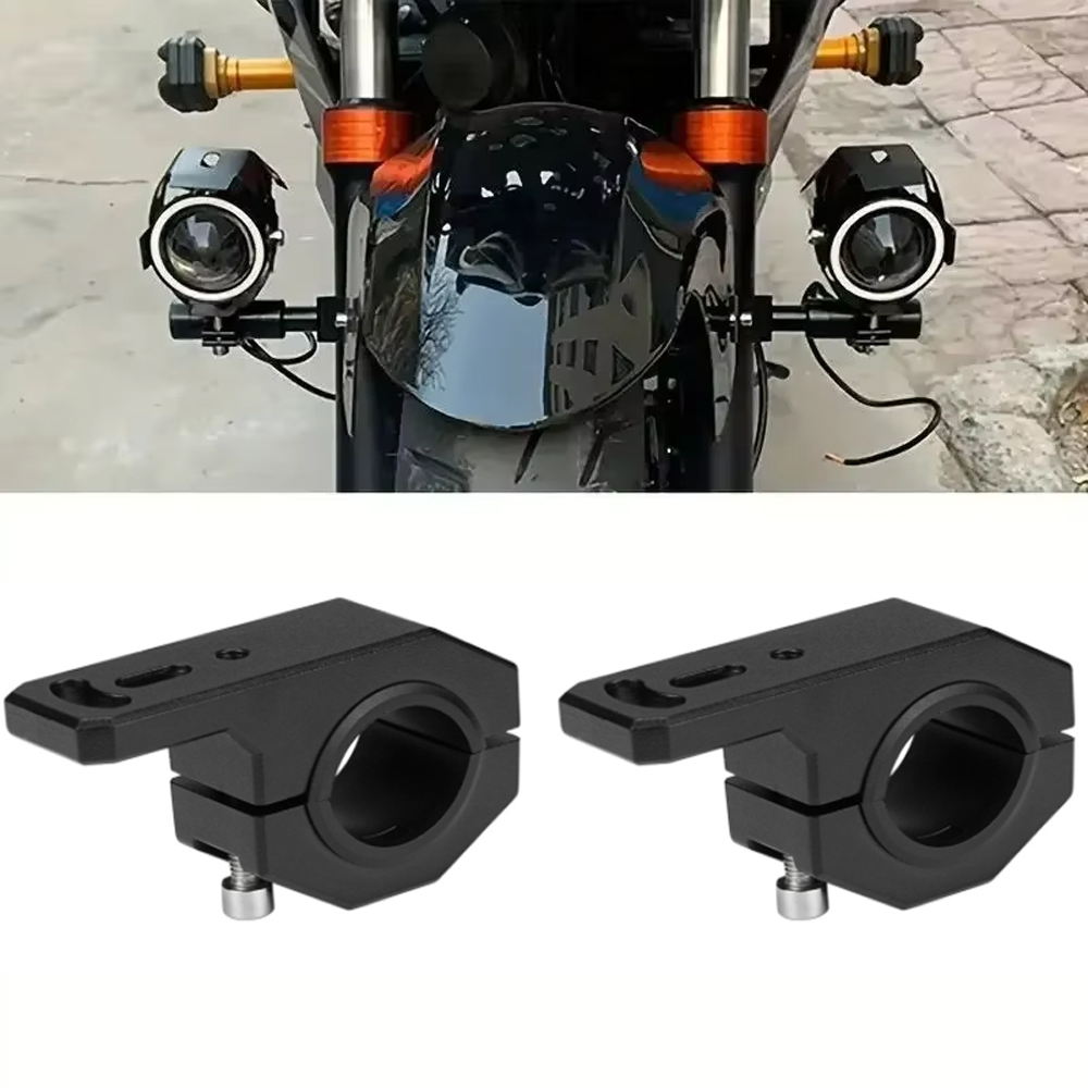 Cycling In City - バイク用ヘッドライト/補助ライト取り付けブラケット 2個セット。汎用タイプで、バイクのフォグライトやヘッドライトの取り付けに使用できます。