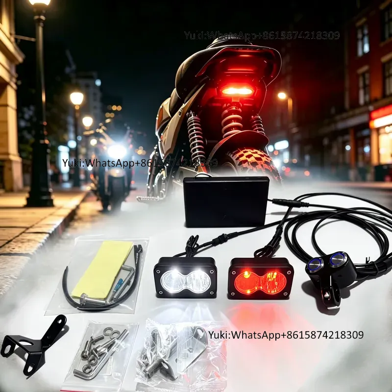 Bike Light Front Rear - Trontechユニバーサルバッテリー駆動デュアルレンズLEDヘッドライトテールライトコンボ、IP67バハフロントリアダートバイク用