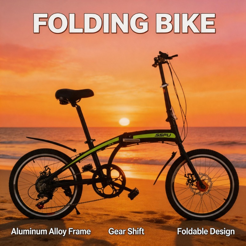 Commuter Biking - 20インチ軽量アルミ合金折りたたみ自転車 ポータブル7速都市通勤自転車 超軽量設計 シティトラベル向け