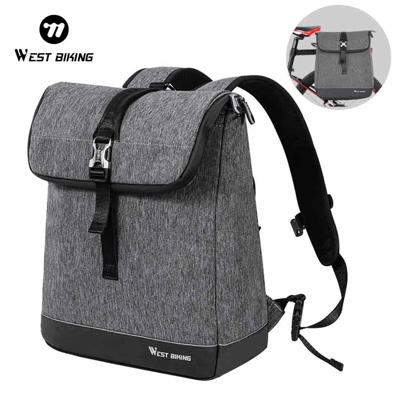 Cycling Commuter Backpack Laptop - WEST BIKING フラップロールトップサイクリングバックパック 防水 アーバン通勤 ラップトップ