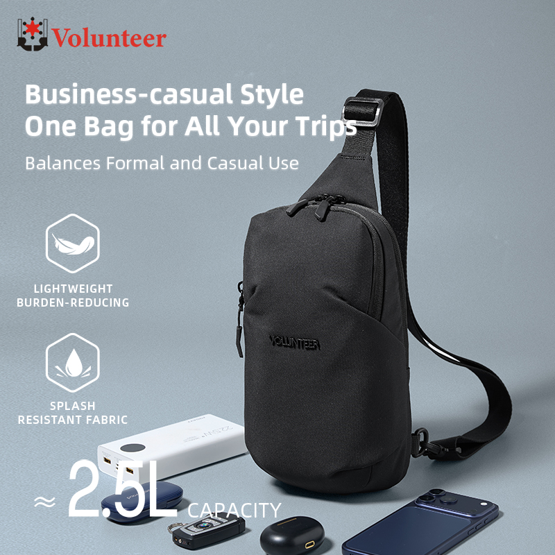 Waterproof Cycling Commute - VOLUNTEER 2.5L スリングチェストバッグ メンズ シンプル カジュアル