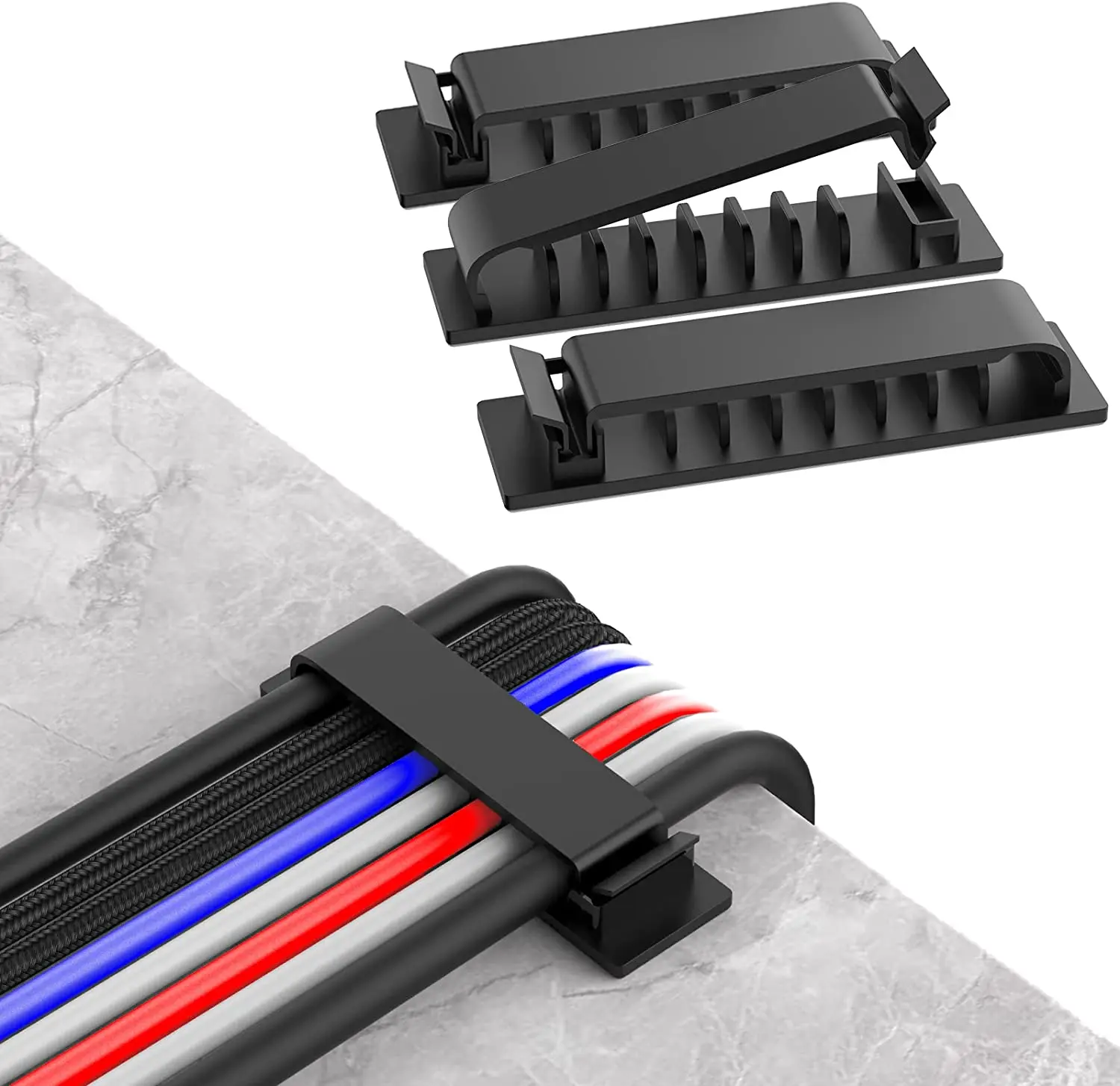 Cable Lock Flexible - ケーブルオーガナイザー、コードマネジメント、ワイヤーホルダー、フレキシブルUSBケーブルワインダー、マウス・キーボード・イヤホン用シリコンクリップ