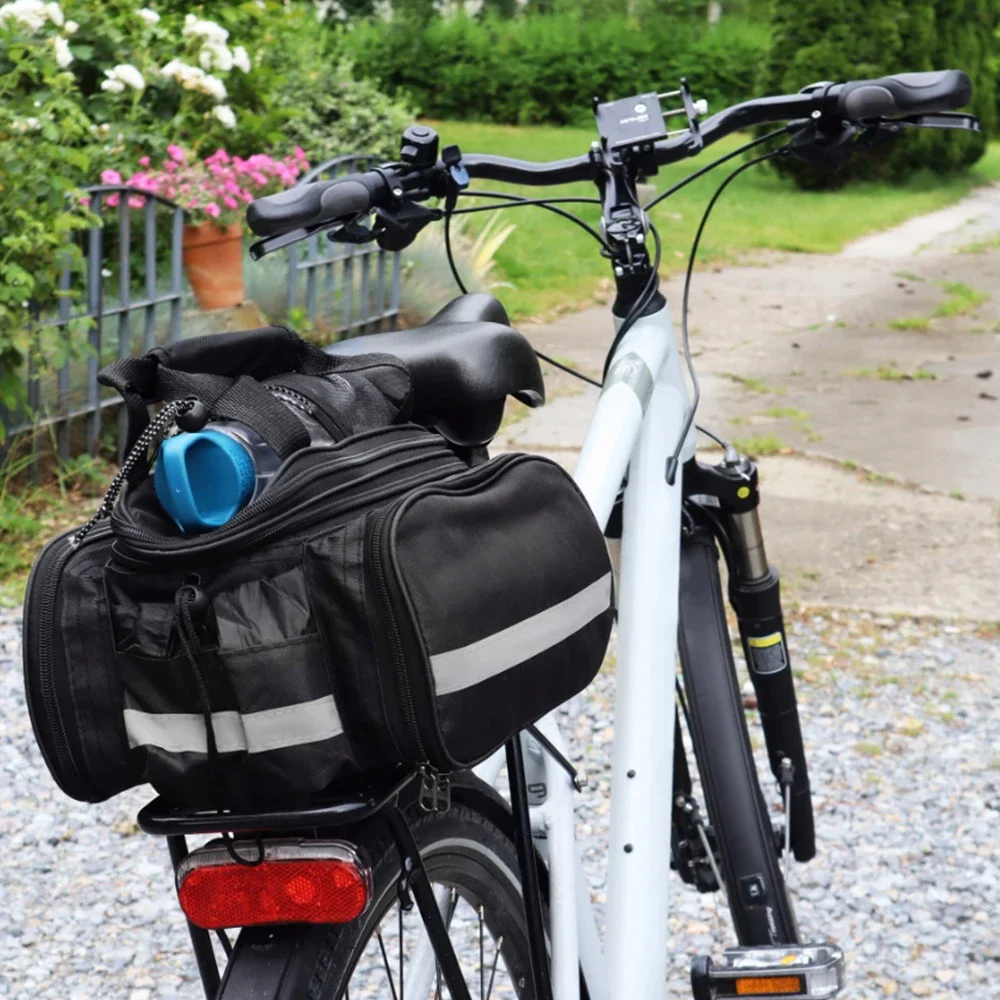 Cycling Commute In Rain - 自転車トランクバッグ 27L 自転車ラックリアバッグ レインカバー付き バイクサドルバッグ 食料品の買い物、通勤、アウトドアサイクリング旅行に最適