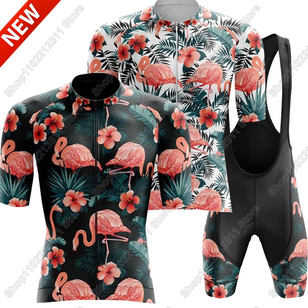 Cycling Commuter Clothing - 2025 フラミンゴサイクリングジャージセット自転車服男性夏ロードバイクシャツスーツ自転車ビブショーツ MTB Ropa マイヨ