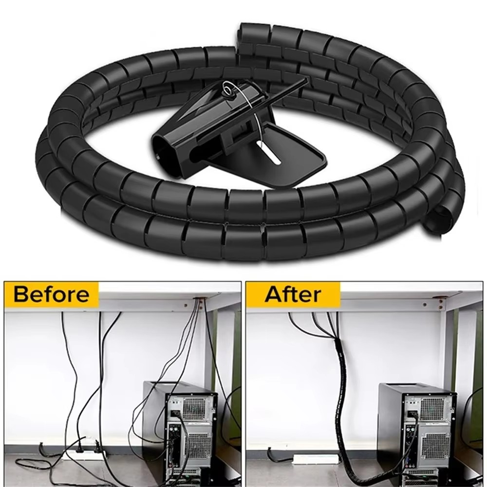 Cable Lock Flexible - 2 メートル 16/10 ミリメートル柔軟なスパイラルケーブルワイヤープロテクターケーブルオーガナイザーコンピュータコード保護チューブクリップオーガナイザー管理ツール