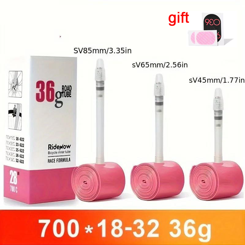 Inner Tube 700C - Ridenow-超軽量インナーチューブ,tpuタイヤ,フレンチバルブ,長さ45mm, 65mm, 85mm, 700,700c,18, 25, 28,