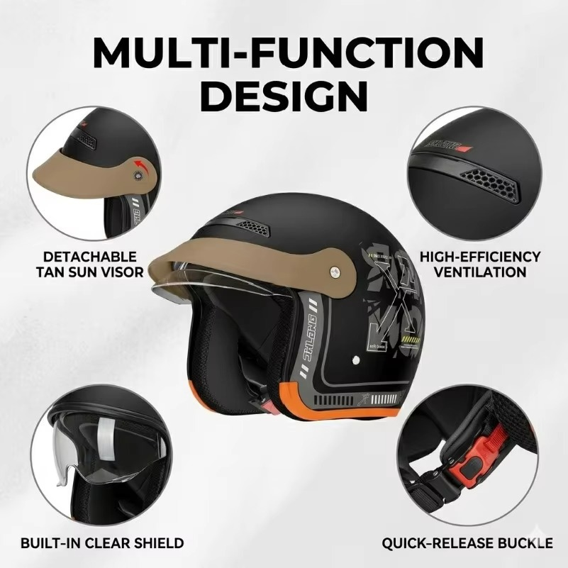 防風性に優れたレトロなハーフヘルメット。電動自転車、オートバ - Commute Cycling Helmet のレビューと価格