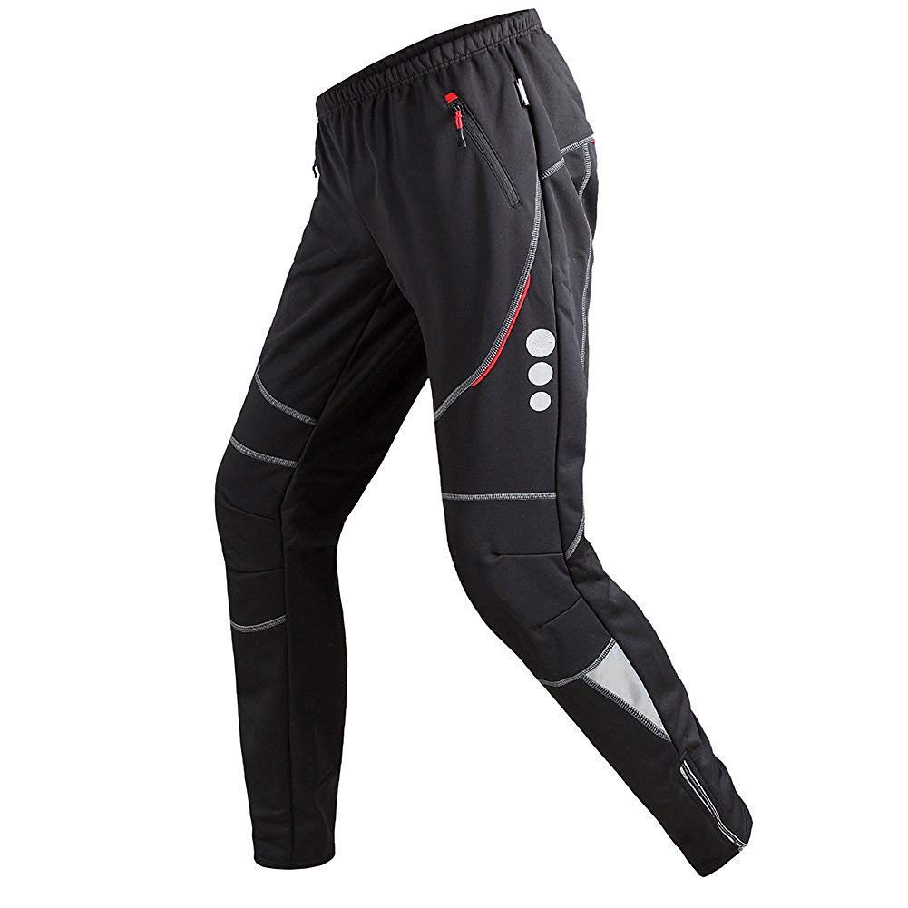メンズ冬用フリースサイクリングパンツ 防風 保温 防水 ブラ - Cycling Commute Pants のレビューと価格