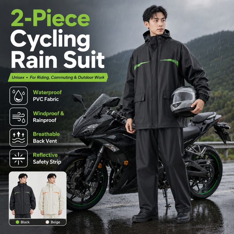 ユニセックス2ピース防水サイクリングレインスーツ – ジャケ - Cycling Commute Pants のレビューと価格