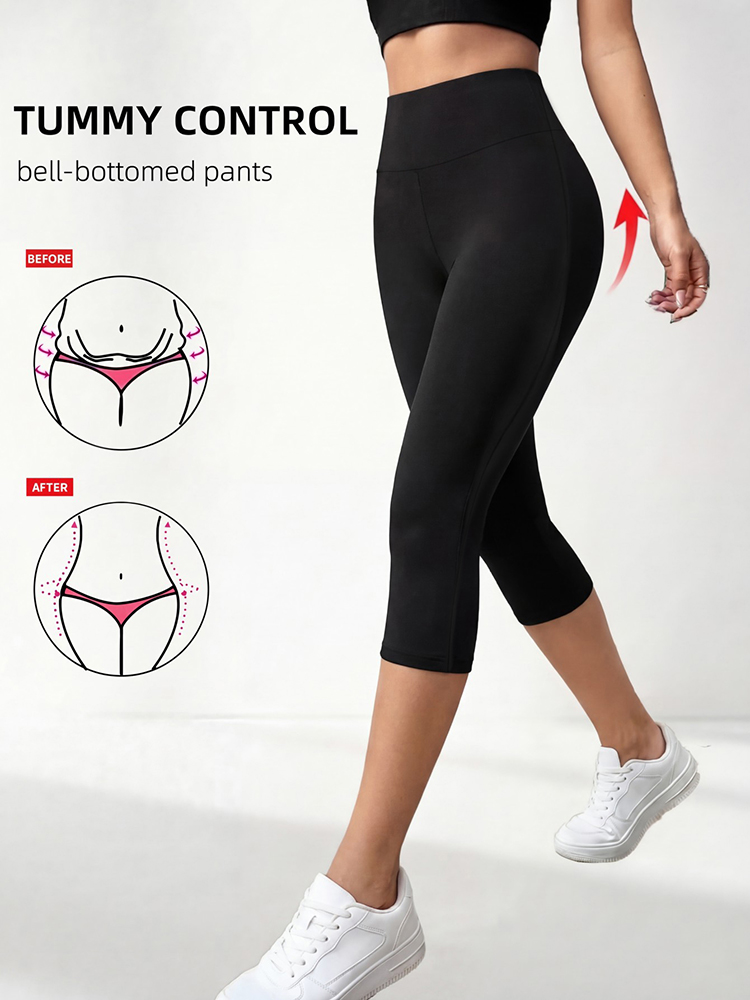レディースハイウエスト7分丈スポーツヨガパンツ、お腹引き締め - Cycling Commute Pants のレビューと価格